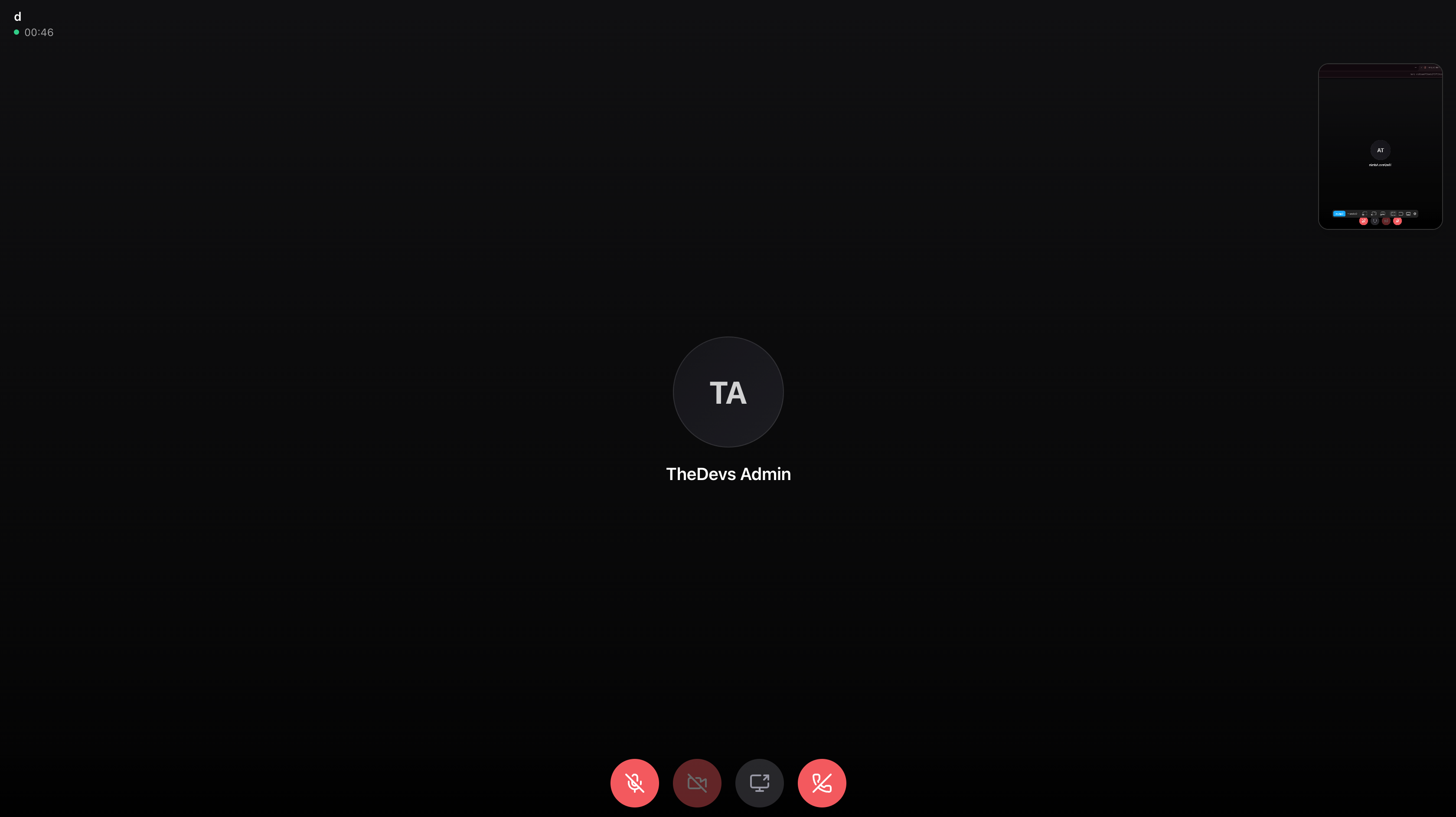 Video call interface on TheDevs where clients and the development team discuss a software project