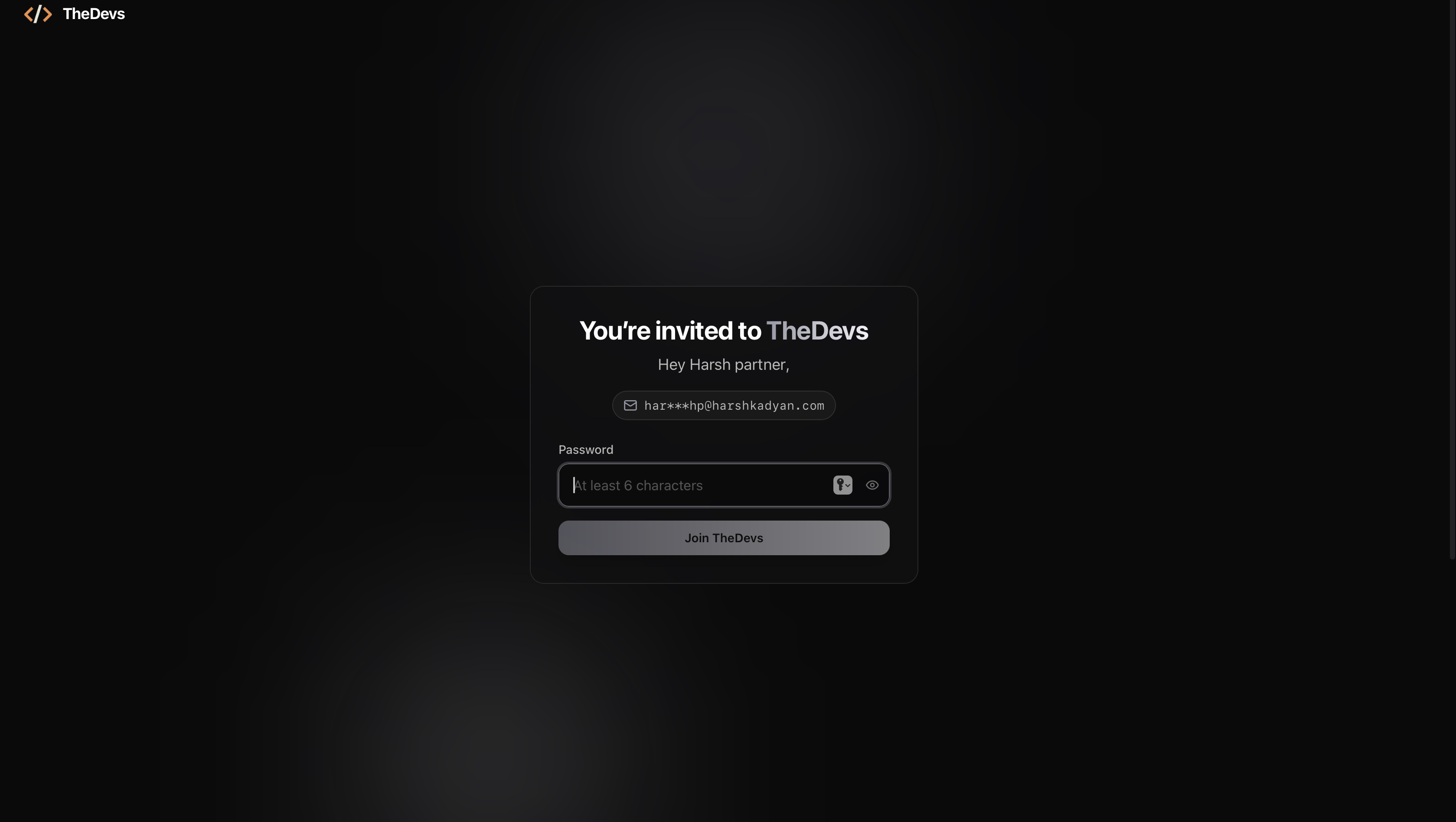 Invite a client to a project on TheDevs dashboard where team members and clients are added to the work